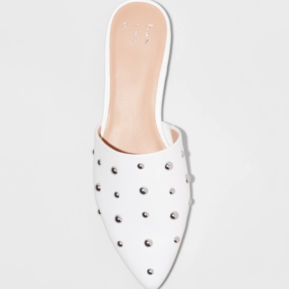 NEW White Studded Mule Shoes - Picture 2 of 3